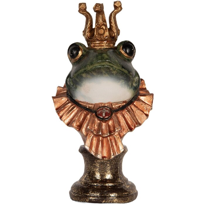Buste Décoration Grenouille Clayre & Eef 12x11x22 cm Vert-Or