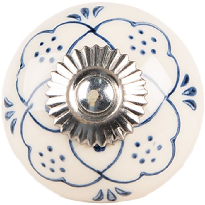 Clayre & Eef 66270 Bouton de porte Ø 4x3 cm beige-bleu