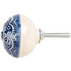 Clayre & Eef 66272 Poignée de Porte Céramique Bleu Beige 4x3 cm