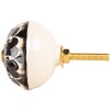 Clayre & Eef 66274 Bouton de porte Ø 4x3 cm Noir Beige