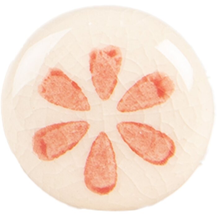 Clayre & Eef 66275O Poignée de porte Beige-Orange 3x3cm Céramique Style Campagne