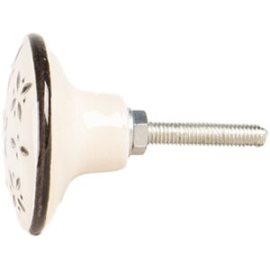 Clayre & Eef Bouton de porte Ø 4x3 cm beige-noir