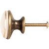 Clayre & Eef 66281W Bouton de porte Beige Doré 3x3 cm