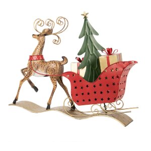 Décoration Renne avec Traîneau Clayre & Eef 68x11x50 cm
