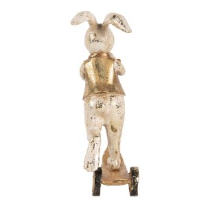 Lapin Décoratif Clayre & Eef Blanc Doré 13x6x17 cm