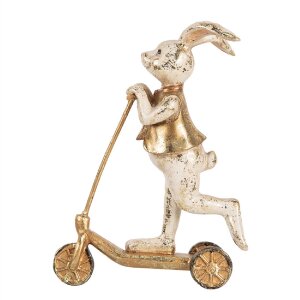 Lapin Décoratif Clayre & Eef Blanc Doré 13x6x17 cm