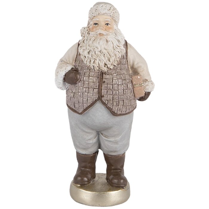 Figurine Père Noël Clayre & Eef 8x6x15 cm Beige/Gris
