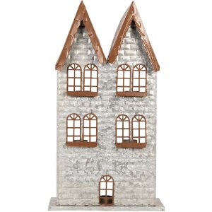 Clayre & Eef 6Y5811 Porte-Bougie Maison 30x13x54 cm Gris