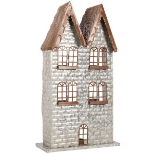 Clayre & Eef 6Y5811 Porte-Bougie Maison 30x13x54 cm Gris