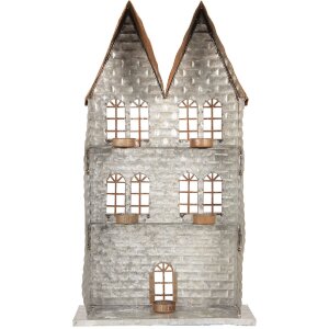 Clayre & Eef 6Y5811 Porte-Bougie Maison 30x13x54 cm Gris