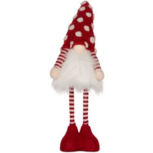 Clayre & Eef 66328 Nain Décoratif LED Rouge et Blanc 56 cm