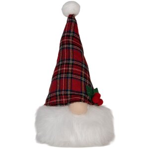 Clayre & Eef 66332 Décoration Nain LED Rouge-Blanc 10x10x25 cm