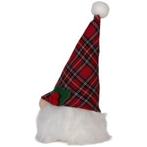 Clayre & Eef 66332 Décoration Nain LED Rouge-Blanc 10x10x25 cm