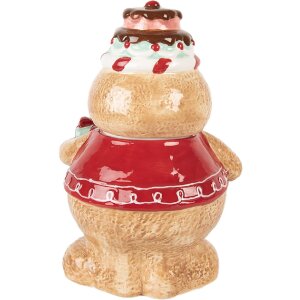 Clayre & Eef 6CE2214 Pot à provisions en céramique 17x14x24 cm marron rouge