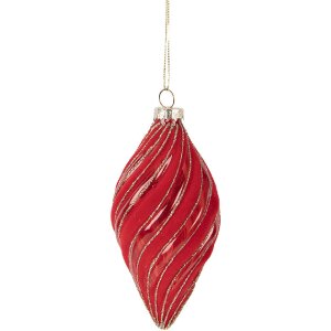 Boule de Noël Rouge Ø 7x13 cm Clayre & Eef