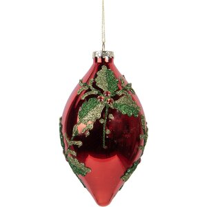 Boule de Noël Ø 8x15 cm Rouge Vert Verre Clayre & Eef 6GL5108