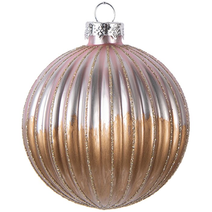 Boule de Noël Clayre & Eef 6GL5112 Ø 8x8 cm Marron & Rose