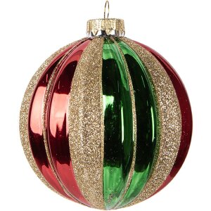 Clayre & Eef Boule de Noël Ø 10x11 cm Vert Rouge