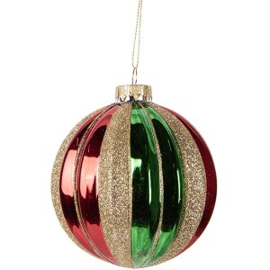 Clayre & Eef Boule de Noël Ø 10x11 cm Vert Rouge
