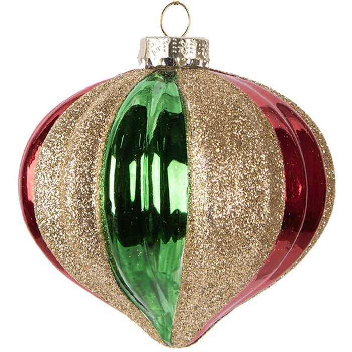 Boule de Noël Ø 10 cm Vert Rouge Clayre & Eef