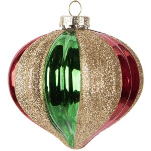 Boule de Noël Ø 10 cm Vert Rouge Clayre & Eef