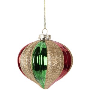 Boule de Noël Ø 10 cm Vert Rouge Clayre & Eef