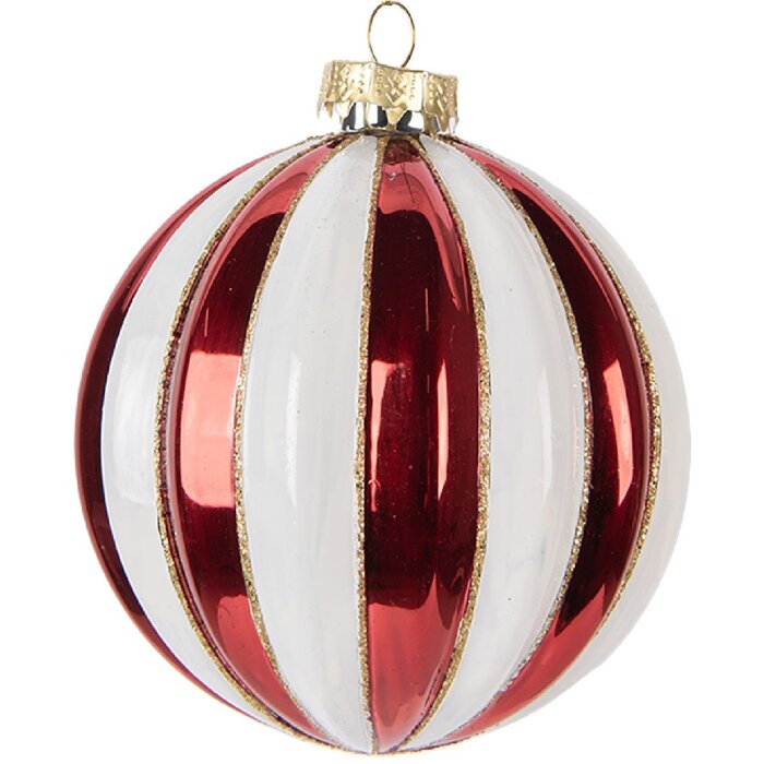 Clayre & Eef Boule de Noël Rouge et Blanc Ø 10x11 cm