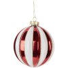 Clayre & Eef Boule de Noël Rouge et Blanc Ø 10x11 cm