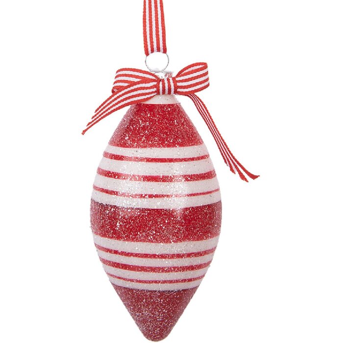 Clayre & Eef Boule de Noël Rouge et Blanc 6x13 cm