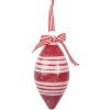 Clayre & Eef Boule de Noël Rouge et Blanc 6x13 cm
