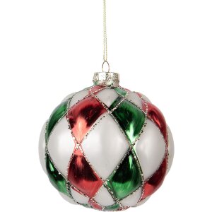 Clayre & Eef Boule de Noël Ø 10 cm Blanc et Rouge