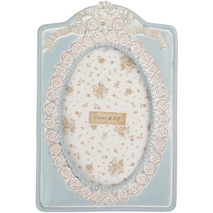 Cadre Photo Clayre & Eef 2F1358 14x21 cm Bleu-Beige 10x15 cm
