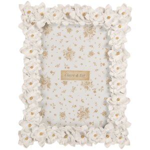 Cadre Photo Clayre & Eef 2F1360M 18x23 cm Blanc Doré 13x18 cm