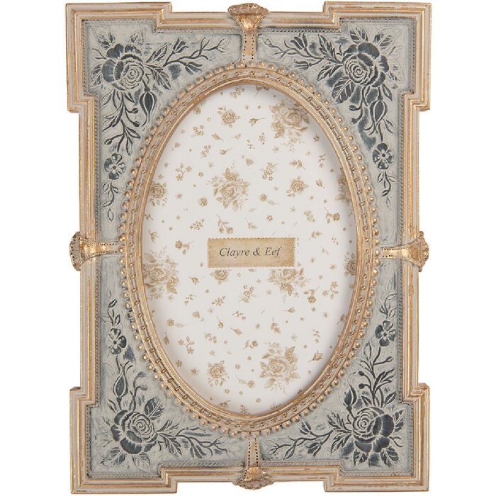 Cadre Photo Clayre & Eef 2F1365S 15x21 cm Bleu Doré 10x15 cm