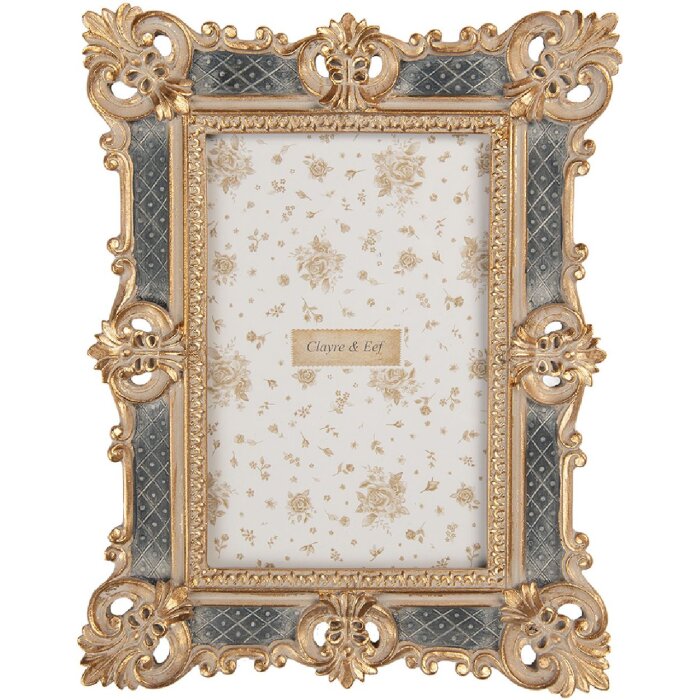 Clayre & Eef 2F1373 Cadre photo 10x15 cm doré & gris