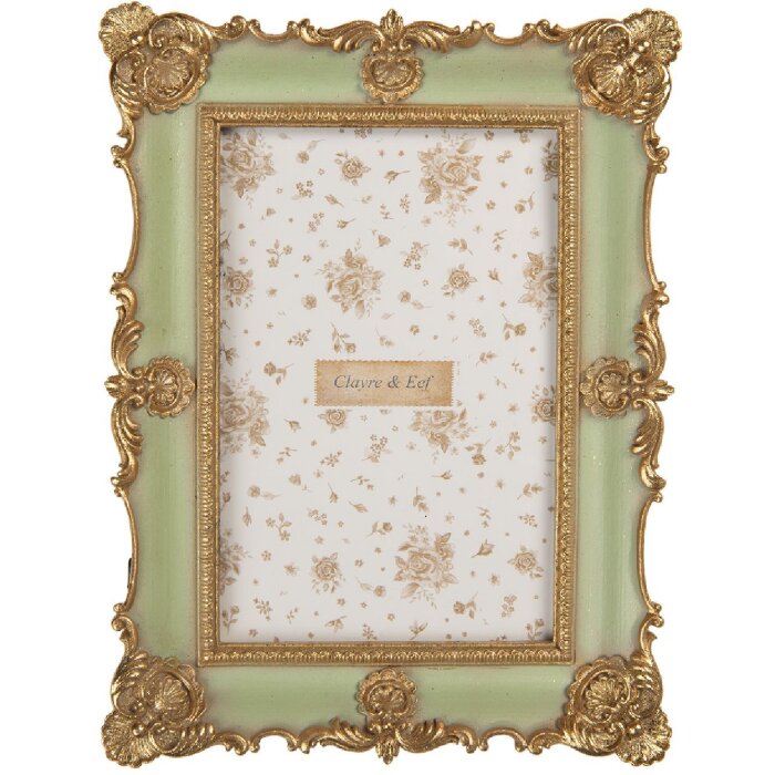 Cadre Photo Clayre & Eef 2F1354S 15x21 cm Vert Doré 10x15