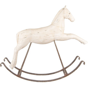 Clayre & Eef Cheval à Bascule Décoration Blanche 61x15x51 cm
