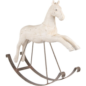Clayre & Eef Cheval à Bascule Décoration Blanche 61x15x51 cm