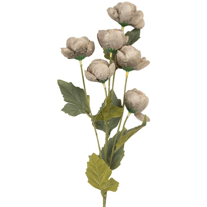 Clayre & Eef Branche Décorative Fleurs Gris-Vert 63cm