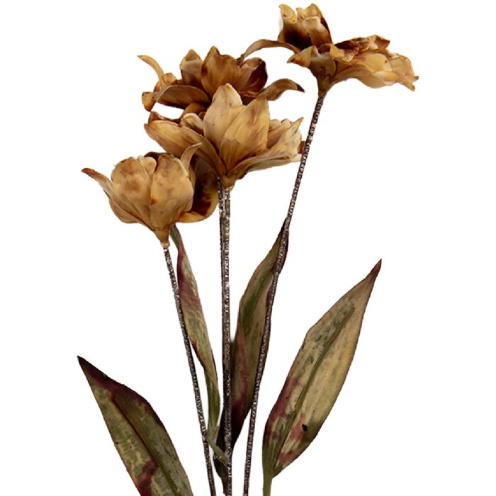 Clayre & Eef Branche décorative avec fleurs 8x5x60 cm marron et vert