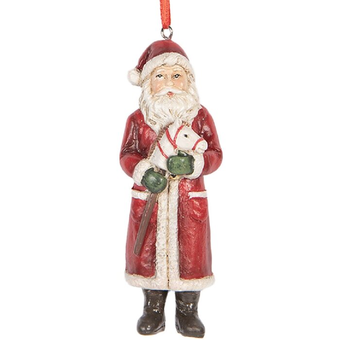 Décoration suspension Père Noël Clayre & Eef 4x3x11 cm Rot Weiß