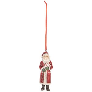 Décoration suspension Père Noël Clayre & Eef 4x3x11 cm Rot Weiß