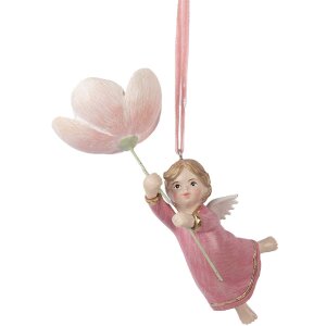 Clayre & Eef Ange Décoration Suspendue 7x5x13 cm Rose Beige