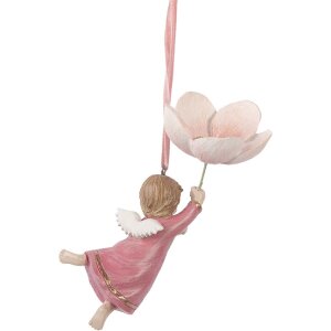Clayre & Eef Ange Décoration Suspendue 7x5x13 cm Rose Beige