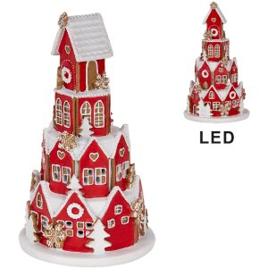 Clayre & Eef Déco Maison LED 13x22 cm Rouge et Blanc