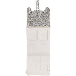 Décoration suspendue Maison Clayre & Eef 4x4x11 cm Blanc Argenté