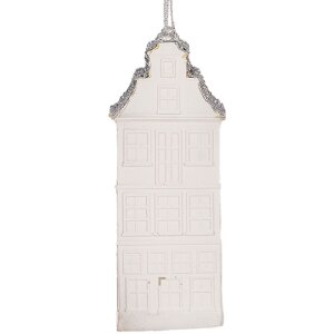 Décoration suspendue Maison Clayre & Eef 4x4x11 cm Blanc Argenté