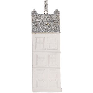 Décoration suspendue Maison Clayre & Eef 4x4x11 cm Blanc Argenté