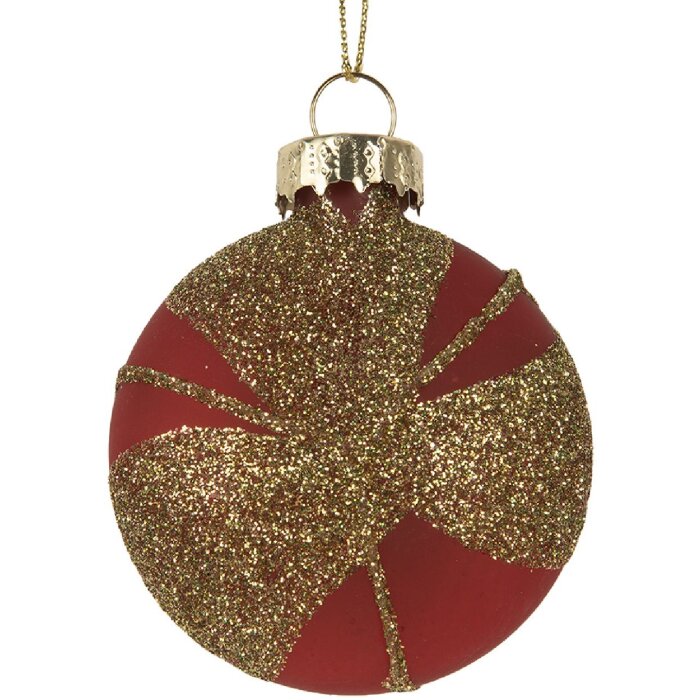 Boule de Noël Clayre & Eef Rouge Doré 6x3x7 cm