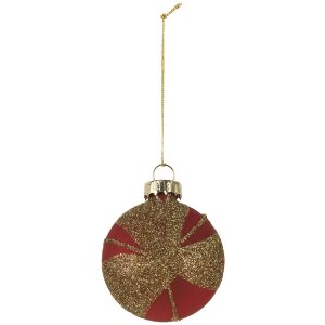 Boule de Noël Clayre & Eef Rouge Doré 6x3x7 cm